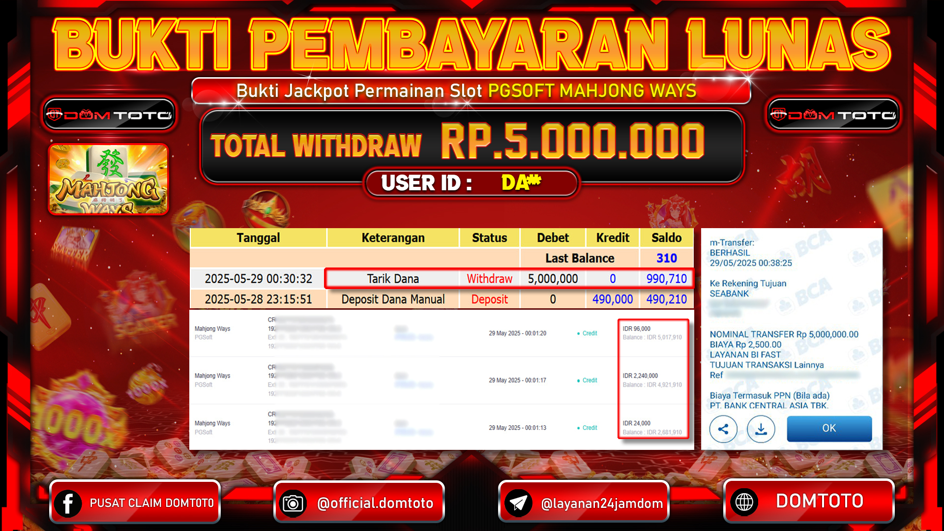 JACKPOT SLOT MAHJONG WAYS  29 MEI 2025